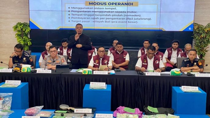 Konferensi pers Direktorat Tindak Pidana Narkoba Bareskrim Polri. 