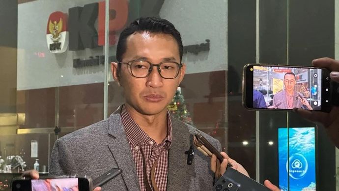 Juru Bicara Komisi Pemberantasan Korupsi Budi Prasetyo memberikan keterangan di Gedung Merah Putih KPK, Jakarta, Selasa 23 Desember 2025. ANTARA/Rio Feisal.