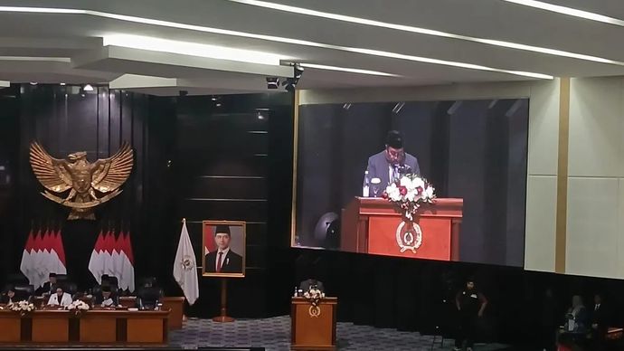 Wakil Gubernur (Wagub) DKI Jakarta, Rano Karno dalam Rapat Paripurna di gedung DPRD DKI Jakarta, Selasa 23 Desember 2025. ANTARA/Lia Wanadriani Santosa