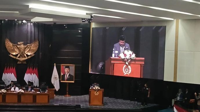 Wakil Gubernur (Wagub) DKI Jakarta, Rano Karno dalam Rapat Paripurna DPRD DKI Jakarta, di Jakarta Pusat, Selasa 23 Desember 2025. ANTARA/Lia Wanadriani Santosa