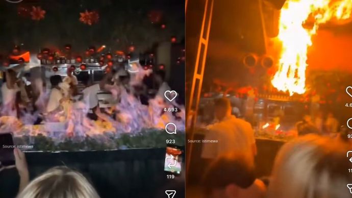 Atraksi api sebabkan kebakaran di restoran di Canggu, Bali.