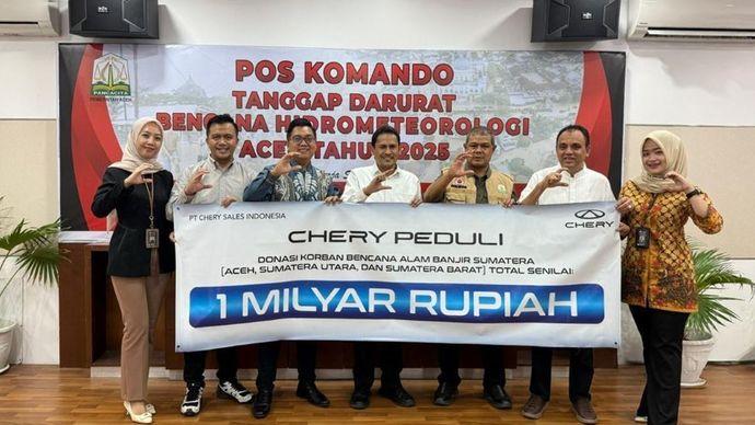 Chery salurkan bantuan Rp1 miliar untuk korban banjir dan longsor di Aceh dan Sumatra. (Foto: Istimewa) 