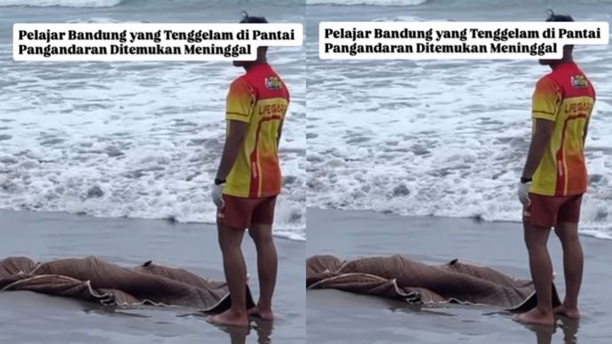 Wildan (13) wisatawan asal Cileunyi Bandung korban tenggelam di Pantai Pangandaran, Jawa Barat pada Kamis (25/12) kemarin pukul 17.00 WIB ditemukan meninggal dunia. Jenazahnya terbawa gelombang air laut ke bibir pantai.