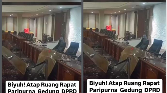 Plafon ruang sidang paripurna DPRD Kabupaten Bojonegoro ambruk pada Selasa (23/12/2025). Insiden tersebut dibenarkan langsung oleh Ketua DPRD Bojonegoro, Abdullah Umar. Beruntung, tidak ada korban jiwa dalam kejadian ini karena ruang sidang dalam kondisi kosong saat peristiwa terjadi. Abdullah Umar menjelaskan, bagian plafon yang ambruk memiliki ukuran cukup besar, yakni sekitar 25 meter kali 5 meter. Runtuhnya plafon terjadi setelah wilayah Bojonegoro diguyur hujan deras dalam durasi cukup lama. Material plafon terlihat berserakan di lantai ruang sidang paripurna dan menyebabkan kerusakan fasilitas ru