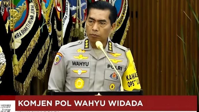 Tangkapan layar - Inspektur Pengawasan Umum (Irwasum) Polri Komjen Pol. Wahyu Widada berbicara dalam kegiatan Rilis Akhir Tahun 2025 di Gedung Rupatama Mabes Polri, Jakarta, Selasa 30 Desember 2025. ANTARA/HO-YouTube Polri TV