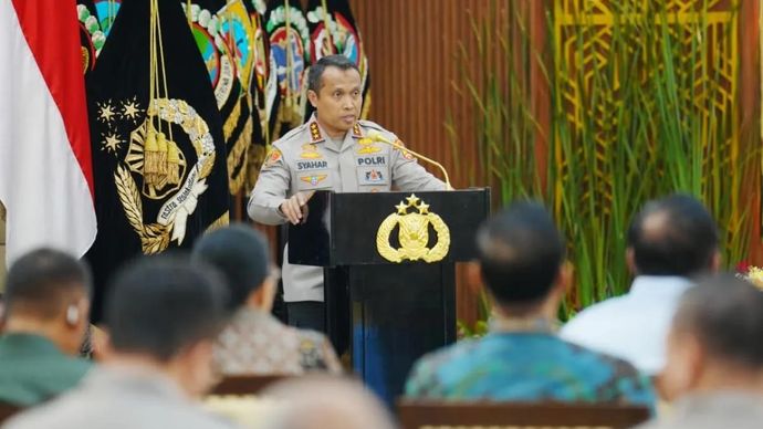 Kepala Bareskrim (Kabareskrim) Polri Komjen Pol. Syahardiantono berbicara dalam acara Rilis Akhir Tahun 2025 di Gedung Rupatama Mabes Polri, Jakarta, Selasa 30 Desember 2025. (ANTARA/HO-Divisi Humas Polri)