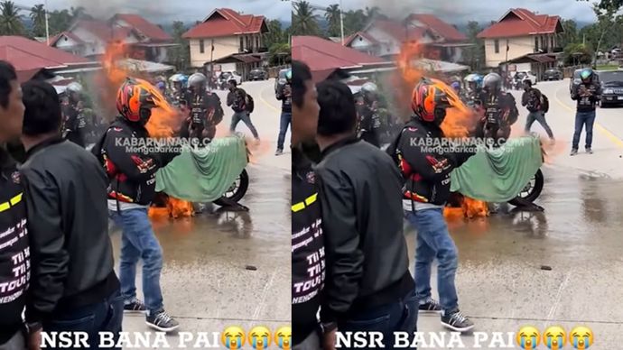 Motor Ninja terbakar