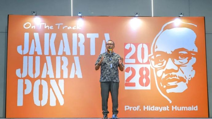 Hidayat Humaid menyampaikan sambutan saat pendaftaran calon ketua umum KONI Pusat DKI Jakarta di Jakarta, Rabu 31 Desember 2025. (ANTARA/HO-KONI DKI Jakarta)