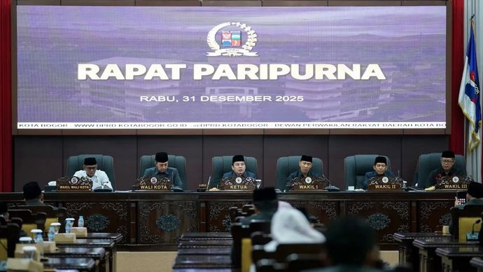 Pimpinan DPRD pada rapat paripurna di Gedung DPRD Bogor, Jawa Barat, Rabu, 31 Desember 2025. ANTARA/HO-DPRD Bogor