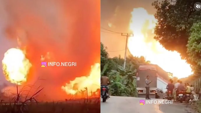 Pipa Gas Meledak di Batu Ampar Riau, Jalur Jambi&ndash;Riau Lumpuh Akibat Kobaran Api