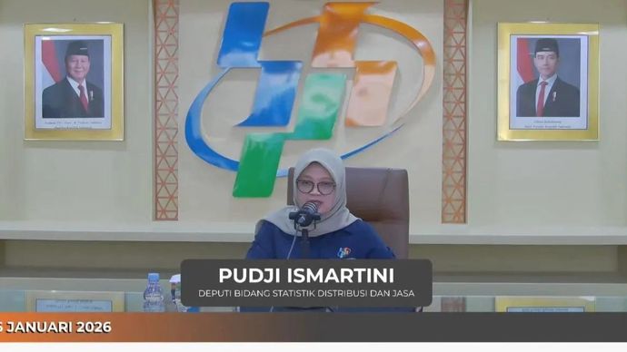 Tangkapan layar - Deputi Bidang Statistik Distribusi dan Jasa Badan Pusat Statistik (BPS) Pudji Ismartini menyampaikan Rilis Berita Resmi Statistik di Jakarta, Senin 5 Januari 2026. ANTARA/Uyu Septiyati Liman.