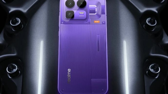Realme memamerkan ponsel yang akan datang dalam warna Cyber ​​Purple. (Foto: Istimewa via GSM Arena) 