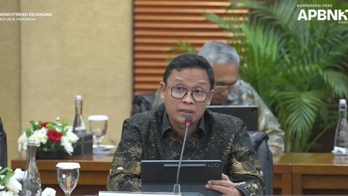 Ilustrasi - Direktur Jenderal Pajak Kementerian Keuangan Bimo Wijayanto dalam konferensi pers APBN KiTa di Jakarta, Kamis 8 Januari 2026 (ANTARA/Bayu Saputra)