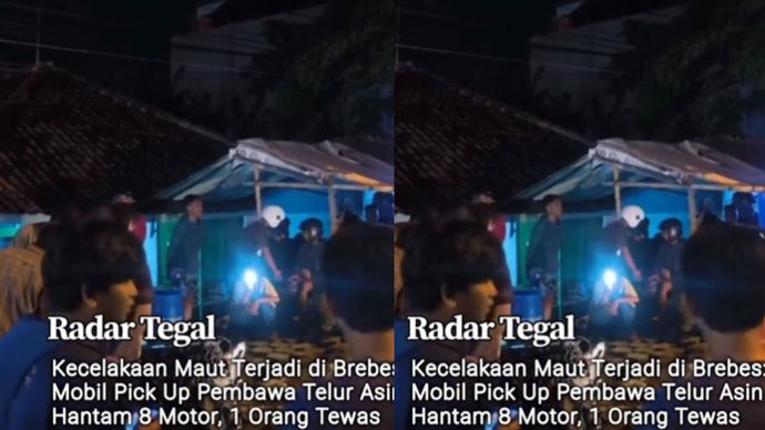 Kecelakaan maut kembali terjadi di Kabupaten BREBES, Senin 12 Januari 2026. Mobil pick up pembawa telur asin hantam 8 motor, 1 orang tewas.