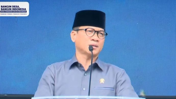 Tangkapan layar - Menteri Desa dan Pembangunan Daerah Tertinggal (Mendes PDT) Yandri Susanto memberikan sambutan dalam Peringatan Hari Desa Nasional 2026, seperti diikuti secara daring di Jakarta, Kamis, 15 Januari 2026. ANTARA/Tri Meilani Ameliya.
