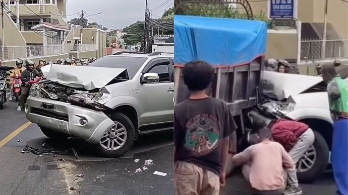 Istri Polisi Korbankan Fortuner Agar Truk Tak Tabrak Warga