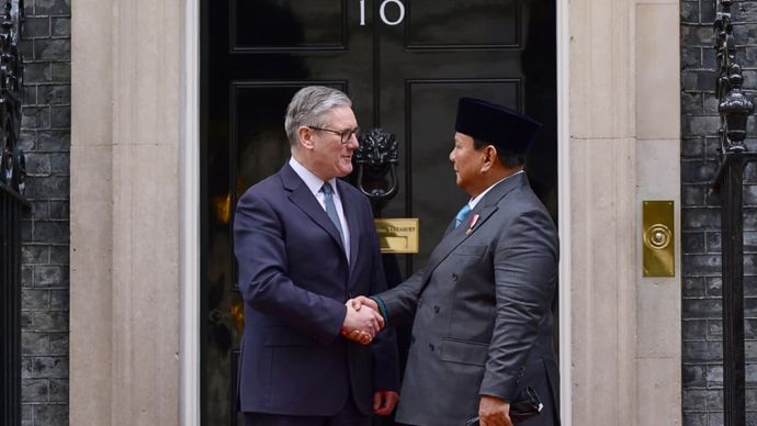 Prabowo Subianto melakukan pertemuan dengan Perdana Menteri (PM) Inggris, Keir Starmer di Kantor PM Inggris, London