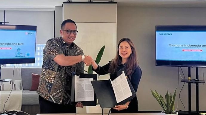 Penamdatangan kerja sama PT Bank Negara Indonesia (Persero) Tbk atau BNI dengan PT Siemens Indonesia. ANTARA/HO-BNI