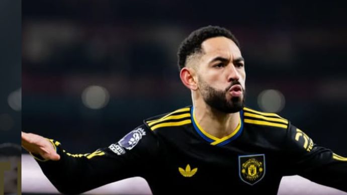 Selebrasi Matheus Cunha (kiri) setelah mencetak gol kemenangan untuk Manchester United dalam pertandingan Liga Inggris 2025/26 lawan Arsenal di Emirates Stadium pada Minggu (25/1/2026). Manutd.com