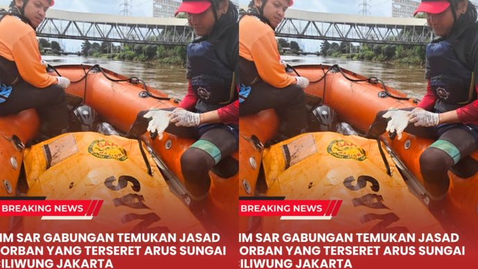 Personel Kantor SAR Jakarta bersama Tim SAR Gabungan menemukan korban terbawa arus dan tenggelam di aliran Kali Ciliwung, tepatnya di wilayah Kebon Pala Tanah Rendah, Kelurahan Kampung Melayu, Kecamatan Jatinegara, Jakarta Timur, pada Senin (26/1). Korban atas nama Ega Fauzi (19) ditemukan sekitar pukul 09.30 WIB dalam posisi terlentang di bawah Jembatan Kalijodo dengan jarak sekitar 13 KM dari lokasi kejadian.