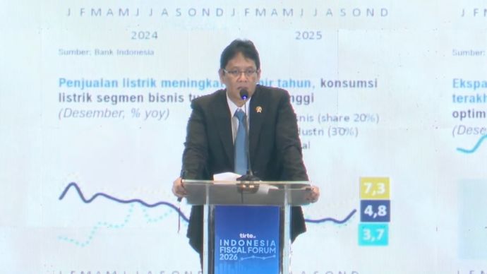 Menteri Keuangan RI Purbaya Yudhi Sadewa&nbsp;di Indonesia Fiscal Forum (IFF) 2026, Jakarta, Selasa, 27 Januari 2026.