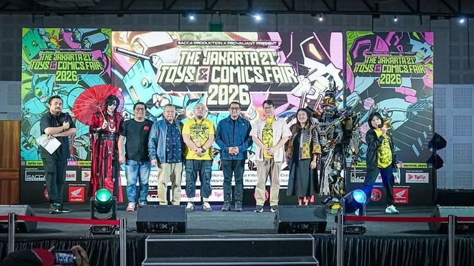 Menteri Ekonomi Kreatif/Kepala Badan Ekonomi Kreatif (Ekraf) Teuku Riefky Harsya, hadir dalam penyelenggaraan The Jakarta Toys and Comics Fair (JTCAF) 2026 di Kartika Expo Center, Jakarta, pada 31 Januari.