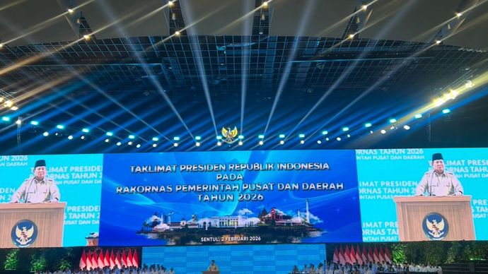 Prabowo Subianto di Rakornas Pemerintah Pusat dan Daerah