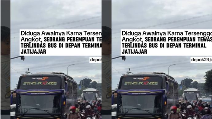 Seorang perempuan meninggal dunia dalam kecelakaan lalu lintas yang terjadi di depan Terminal Jatijajar, sekitar pukul 7 pagi. Korban dilaporkan terlindas bus dan ditemukan berada di kolong kendaraan, tepat di bagian roda kiri depan.