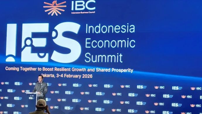 Menteri Koordinator Bidang Infrastruktur dan Pembangunan Kewilayahan (Menko IPK) Agus Harimurti Yudhoyono (AHY) dalam Indonesia Economic Summit (IES) 2026 di Jakarta, Selasa, 3 Februari 2026. ANTARA/A.Muzdaffar Fauzan.