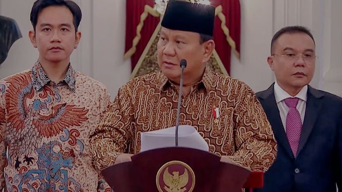 Pengumuman Kabinet Merah Putih oleh Presiden Prabowo Subianto. 