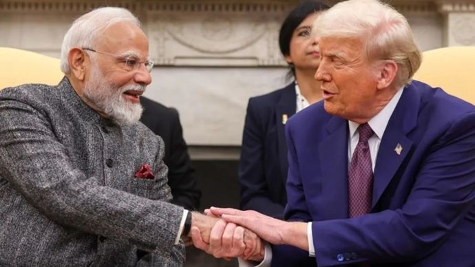 Ilustrasi Perdana Menteri India, Narendra Modi dan Presiden Amerika Serikat, Donald Trump. /ANTARA/Anadolu/py.