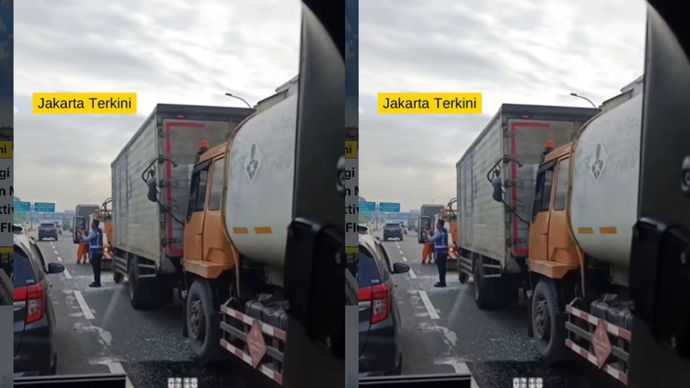 VIDEO:: Kecelakaan Beruntun Truk, Bikin Macet Panjang di Tol Jakarta&ndash;Tangerang