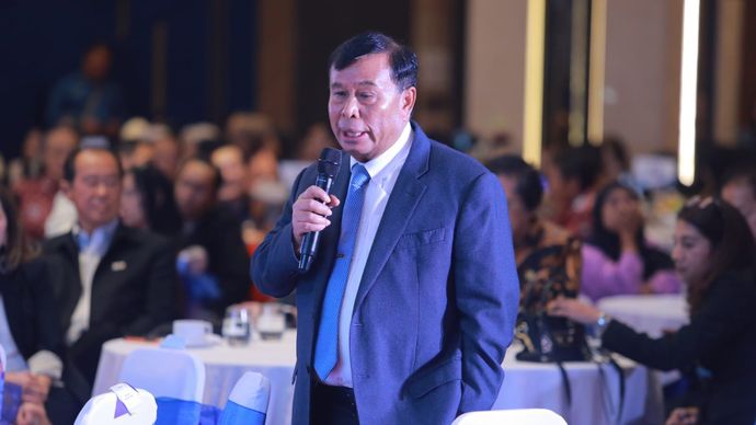 Presiden Komisaris NT Corp Nurdin Tampubolon di acara Nusantara Economic Outlook 2026