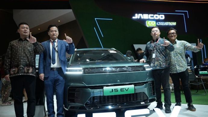 JAECOO menghadirkan lini produk unggulannya sekaligus memperkenalkan program inovatif bertajuk "J5 EV Co-Creation" di IIMS 2026. (Foto: Dok/Istimewa/Adiantoro/Jaecoo) 