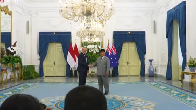 Presiden Republik Indonesia Prabowo Subianto menerima kunjungan Perdana Menteri (PM) Australia Anthony Albanese