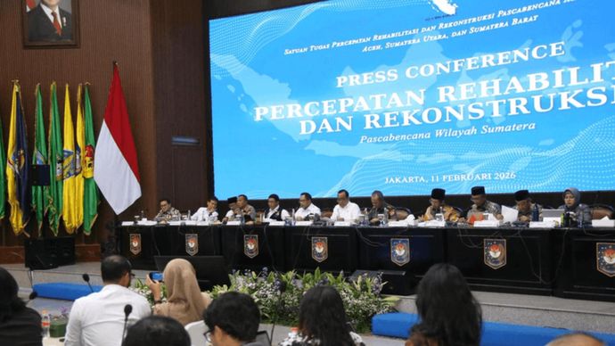 Konferensi pers Percepatan Rehabilitasi dan Rekonstruksi Pascabencana Wilayah Sumatera