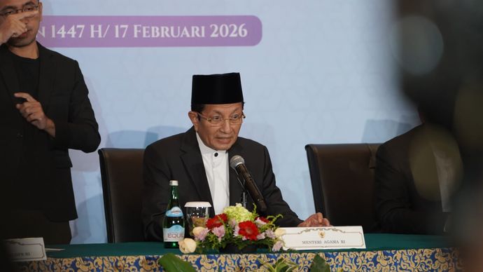 Menteri Agama Nasaruddin Umar saat umumkan 1 Ramadhan 1447 H