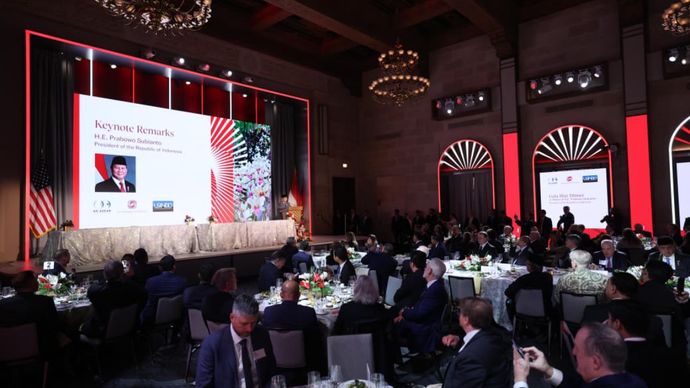 Prabowo Subianto menghadiri Forum Bisnis dengan US Chamber of Commerce dalam kunjungannya ke Washington D.C., Amerika Serikat (AS)