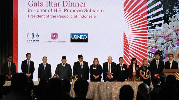 Prabowo Subianto dalam acara Gala Iftar Dinner Business Summit di U.S. Chamber of Commerce, Washington DC