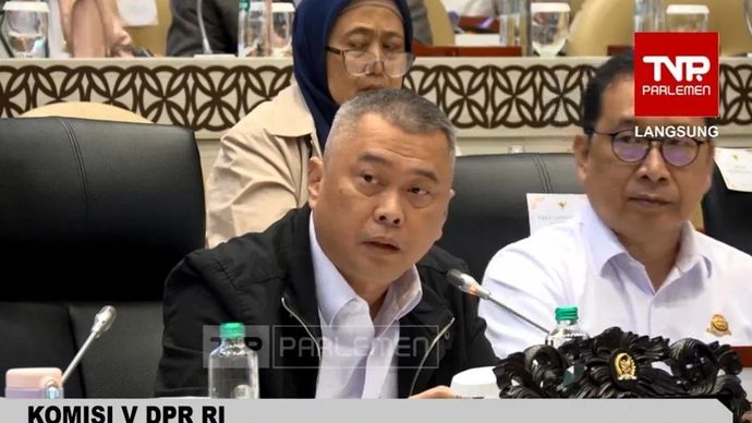 Tangkapan layar - Menteri Perhubungan Dudy Purwagandhi dalam Rapat Kerja bersama Komisi V DPR RI yang dipantau secara daring di Jakarta, Rabu, 18 Februari 2026. ANTARA/Harianto