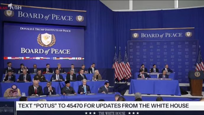 Prabowo Subianto dalam pertemuan Board of Peace