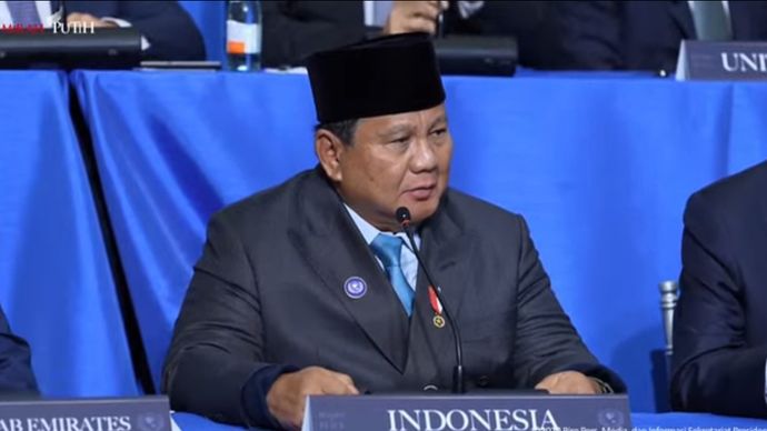 Prabowo Subianto dalam pertemuan Board of Peace