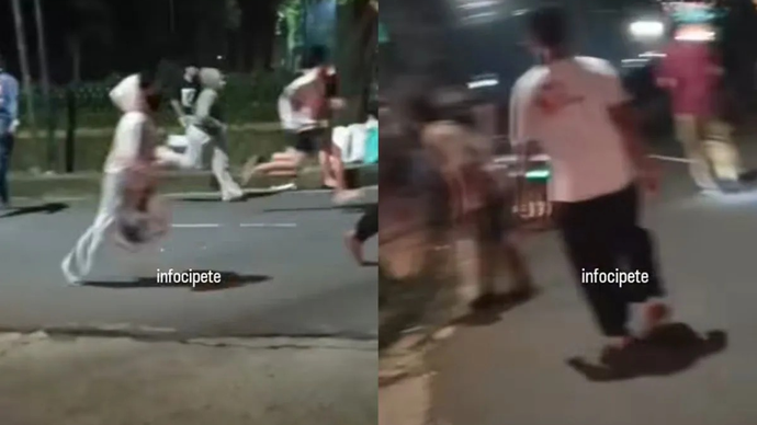 Dua kelompok yang membangunkan sahur hingga berujung tawuran di Jalan Cipete Raya, Cipete Selatan, Cilandak, Jakarta, Minggu (22/2/2026). ANTARA/HO-Instagram/@info_cipete/Luthfia Miranda Putri.