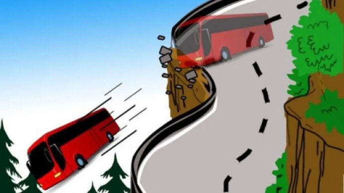 Ilustrasi - Bus masuk jurang. (ANTARA News/Ridwan Triatmodjo) 