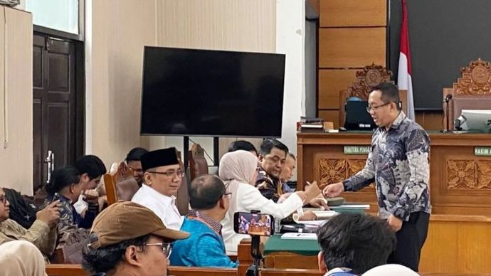 Suasana sidang praperadilan Mantan Menteri Agama, Yaqut Cholil Qoumas terkait penetapan tersangka oleh Komisi Pemberantasan Korupsi (KPK) dalam kasus dugaan korupsi kuota haji tambahan untuk penyelenggaraan ibadah haji 2023-2024 di Pengadilan Negeri Jakarta Selatan, Jakarta, Selasa, 24 Februari 2026. ANTARA/Luthfia Miranda Putri.