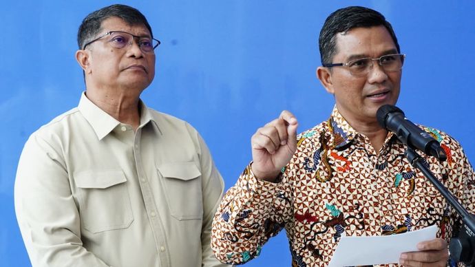 Direktur Jenderal Pelindungan Kementerian P2MI, Rinardi&nbsp;dalam konferensi pers di Kantor Kementerian P2MI, Jakarta, Kamis, 26 Februari 2026.