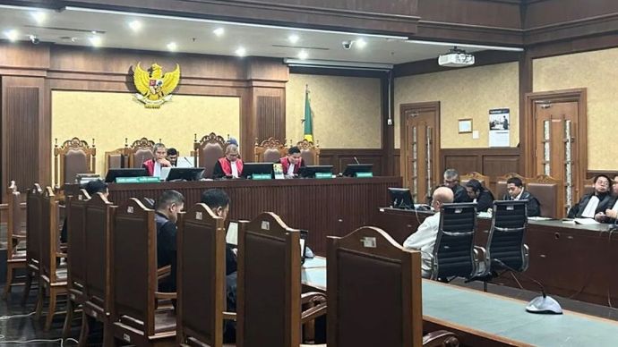 Advokat Ariyanto dalam sidang pembacaan putusan di Pengadilan Tipikor pada PN Jakpus, Selasa, 3 Maret 2026. (ANTARA/Agatha Olivia Victoria)