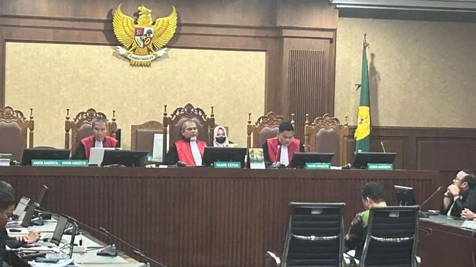 Advokat Junaedi Saibih dalam sidang pembacaan putusan di Pengadilan Tipikor pada PN Jakpus, Selasa, 3 Maret 2026. ANTARA/Agatha Olivia Victoria