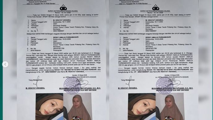 Mahasiswi IAIN Kendari Dilaporkan Hilang
