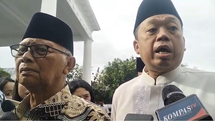 Sejumlah pimpinan organisasi Islam terlihat mendatangi Kompleks Istana Kepresidenan di Jakarta untuk menghadiri undangan buka puasa bersama yang diselenggarakan Presiden Prabowo Subianto